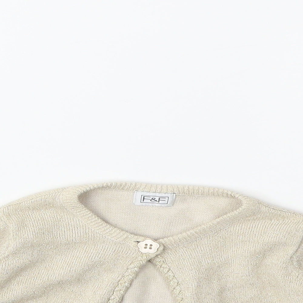 F&F Baby Gold   Cardigan Jumper Size 9-12 Months
