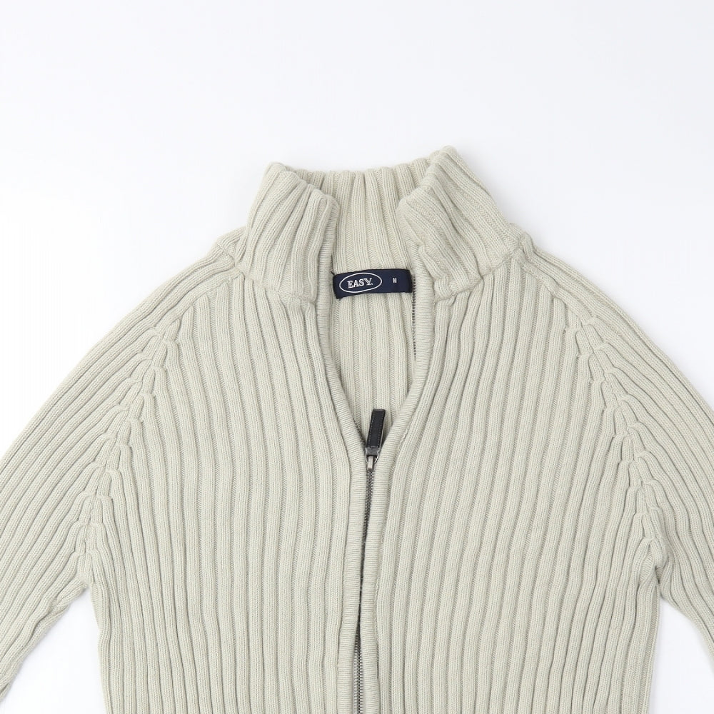 Easy Mens Beige  Knit Cardigan Jumper Size M