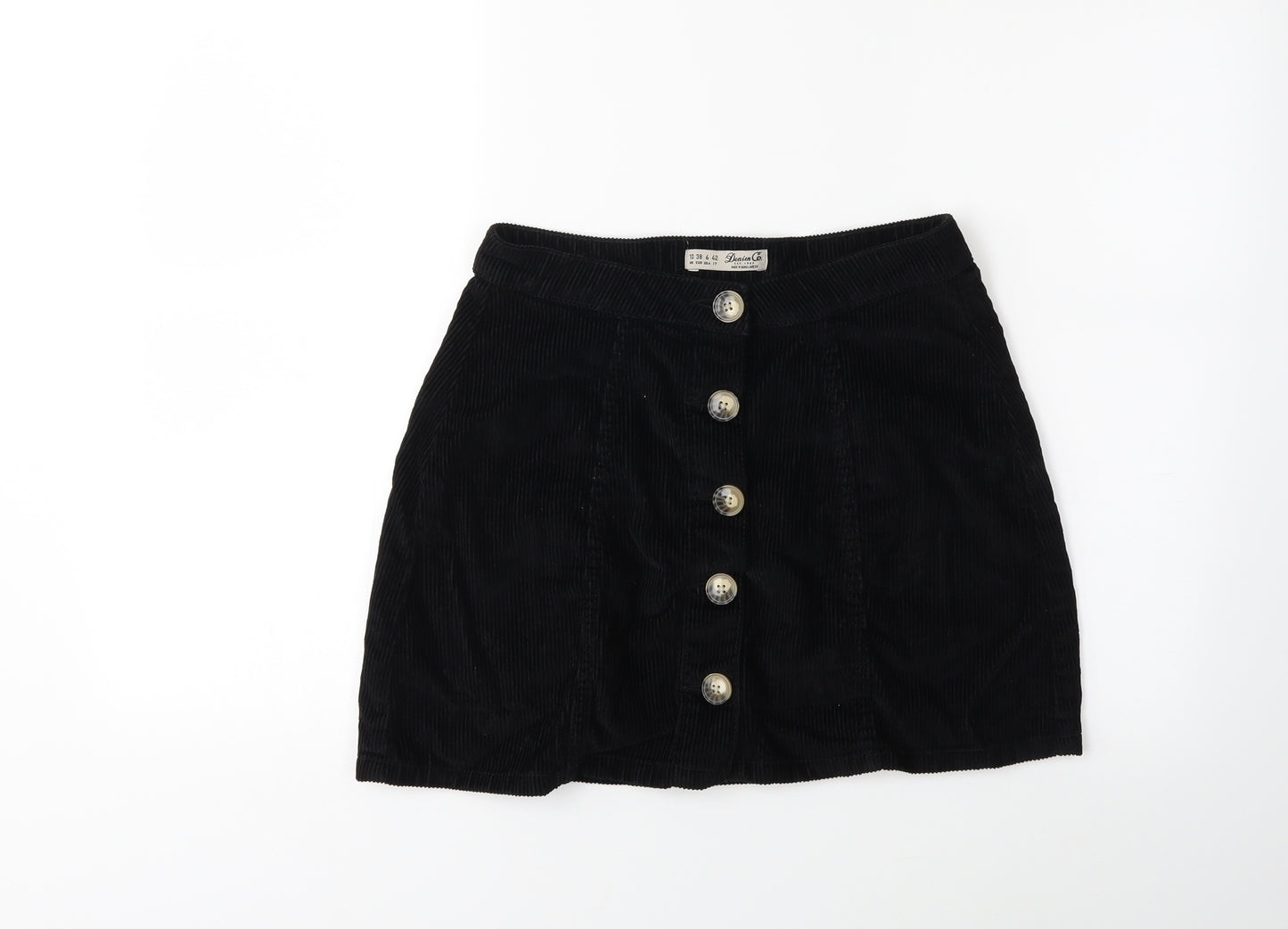 Denim & Co. Womens Black  Corduroy A-Line Skirt Size 10
