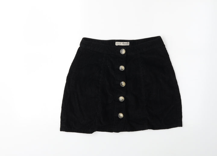 Denim & Co. Womens Black  Corduroy A-Line Skirt Size 10