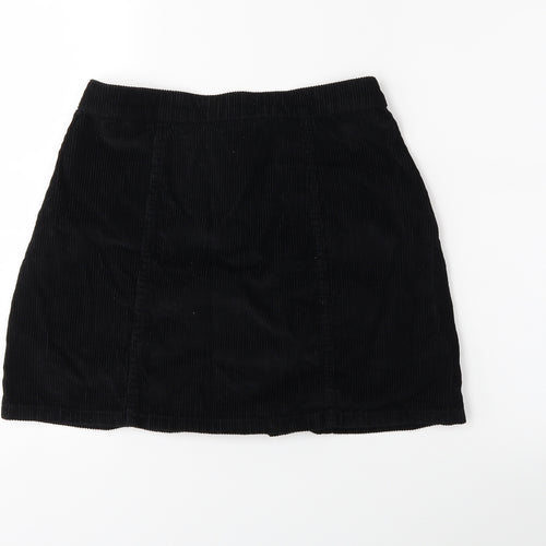 Denim & Co. Womens Black  Corduroy A-Line Skirt Size 10