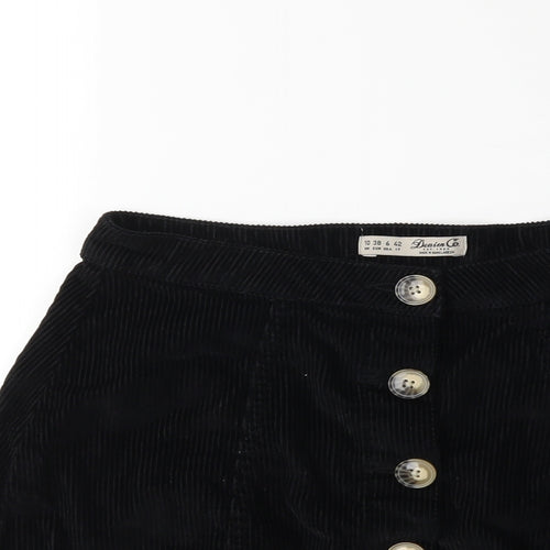 Denim & Co. Womens Black  Corduroy A-Line Skirt Size 10