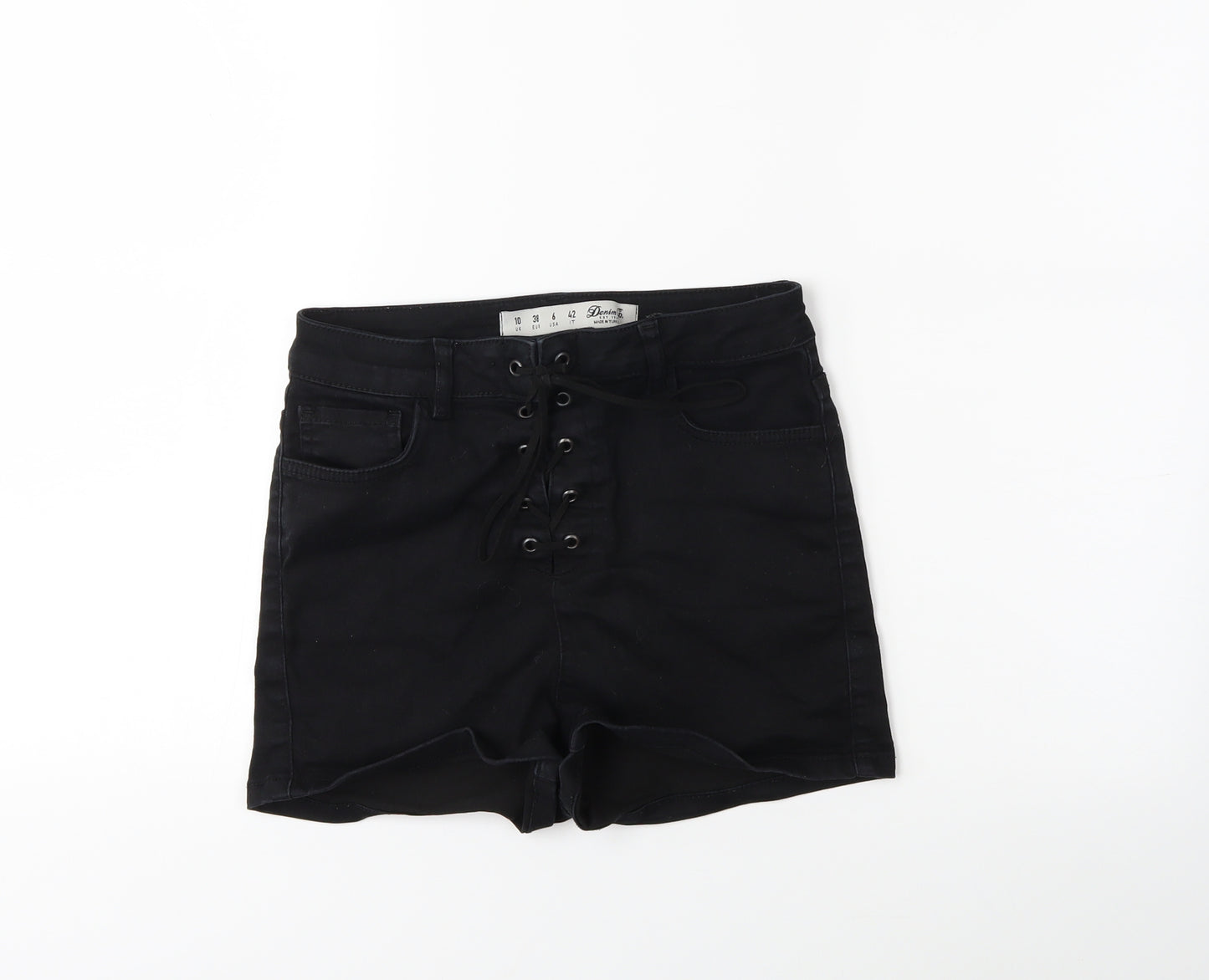 Denim & Co. Womens Black  Denim Hot Pants Shorts Size 10