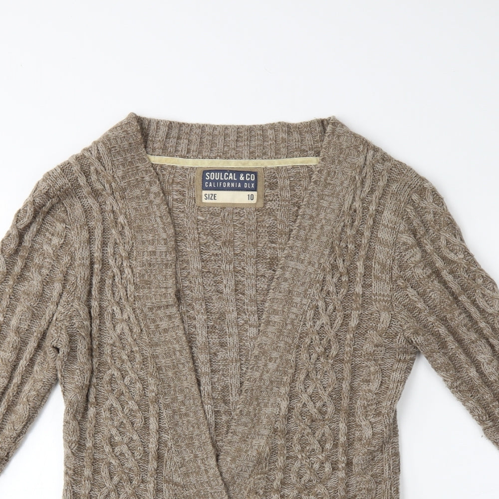 SoulCal&Co Womens Brown  Knit Cardigan Jumper Size 10