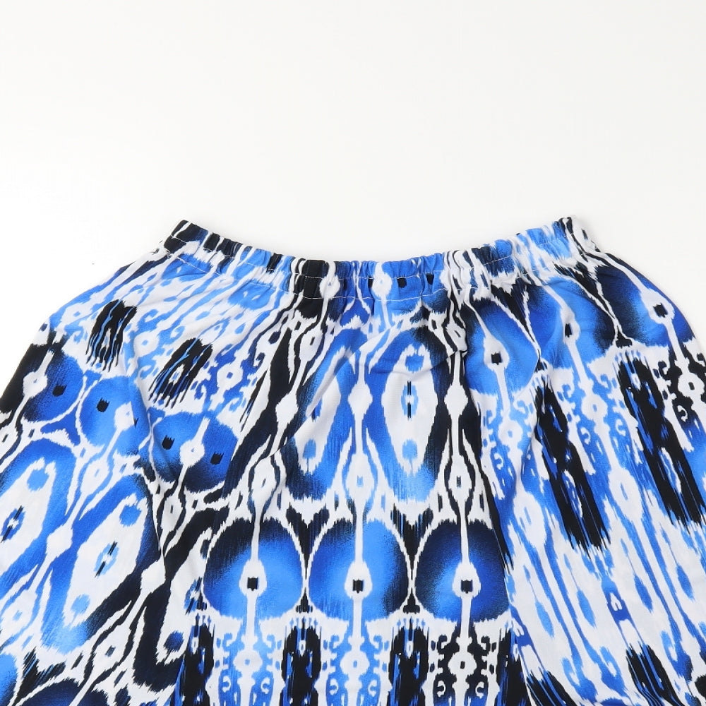 Preworn Womens Blue Geometric  Flare Skirt Size 26 in