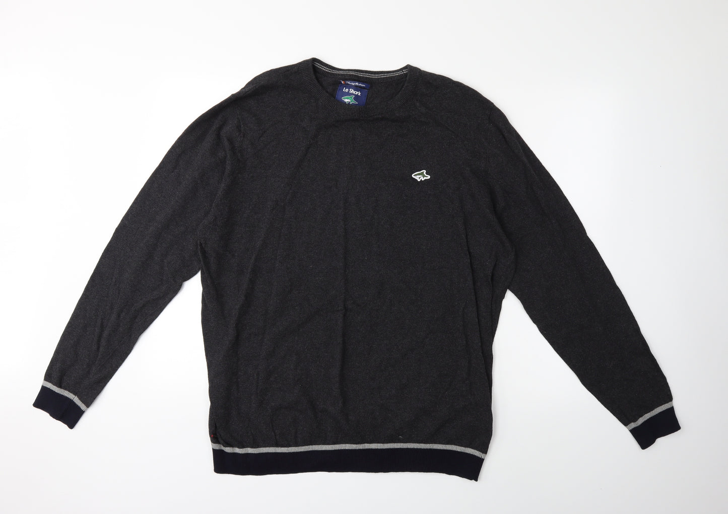 Le Shark Mens Grey  Knit Pullover Jumper Size 2XL
