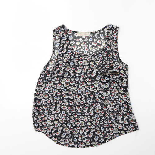 Cameo Rose Womens Black Floral  Basic Blouse Size S