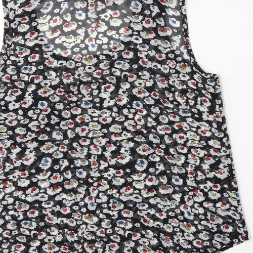 Cameo Rose Womens Black Floral  Basic Blouse Size S
