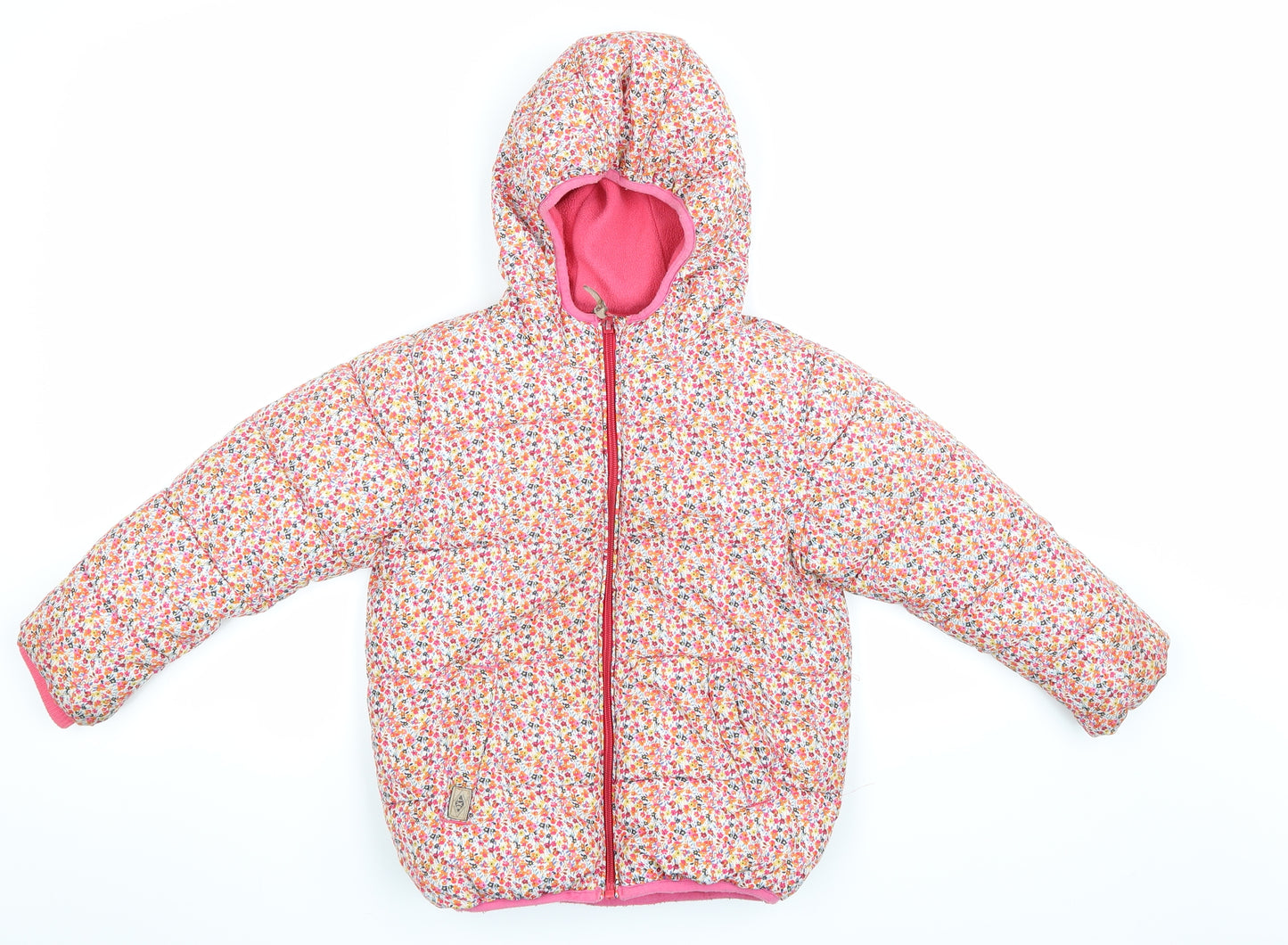 NEXT Girls Pink Floral  Puffer Jacket Jacket Size 5-6 Years