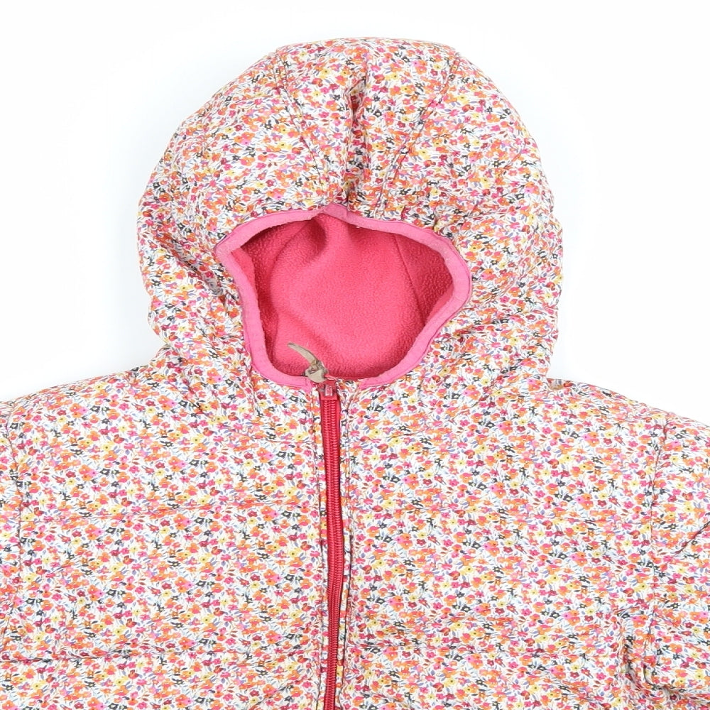 NEXT Girls Pink Floral  Puffer Jacket Jacket Size 5-6 Years