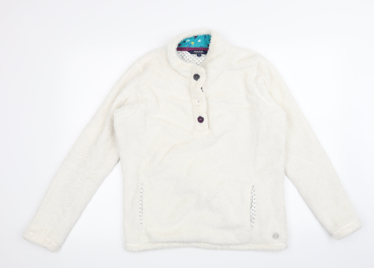 Maine Womens Ivory  Fleece Pullover Jumper Size 14