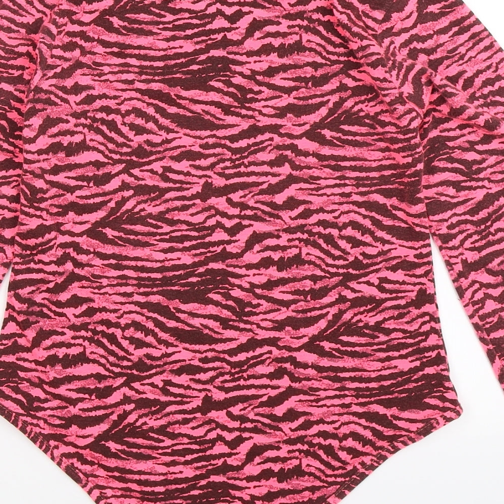 I SAW IT FIRST Womens Pink Animal Print  Bodysuit One-Piece Size 14