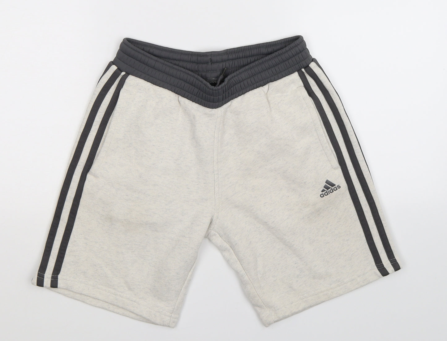 adidas Boys Grey Striped  Sweat Shorts Size 11-12 Years