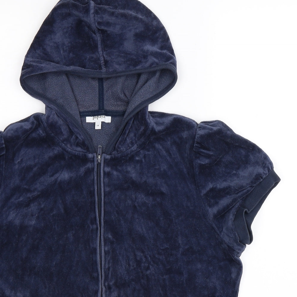 Papaya Womens Blue   Full Zip Hoodie Size 14