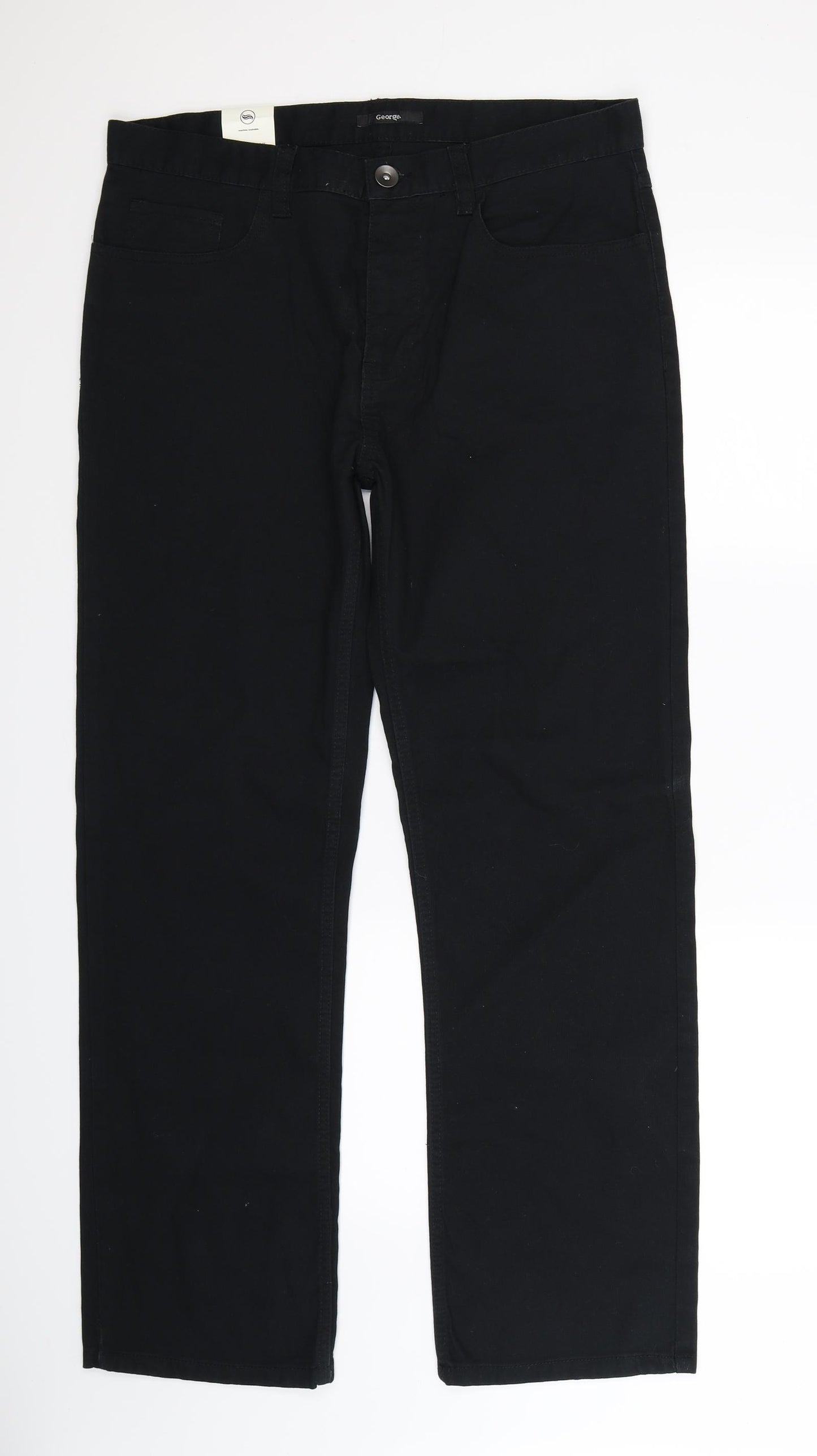 George Mens Black  Denim Bootcut Jeans Size 34 L32 in