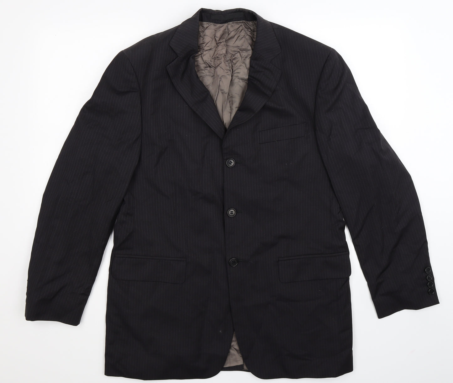 Marks and Spencer Mens Black Striped  Jacket Suit Jacket Size 40