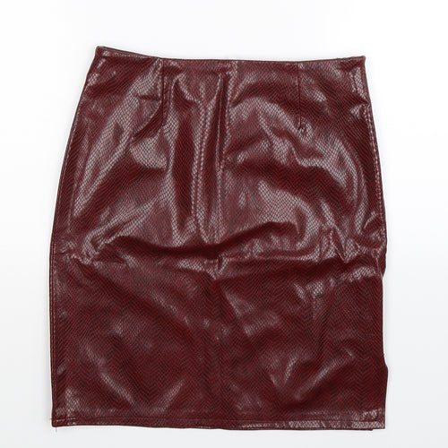 Preworn Womens Brown Animal Print  Straight & Pencil Skirt Size 28 in  - Faux Leather