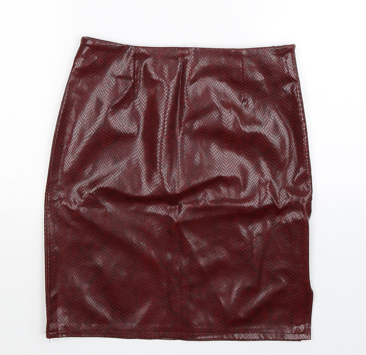 Preworn Womens Brown Animal Print  Straight & Pencil Skirt Size 28 in  - Faux Leather