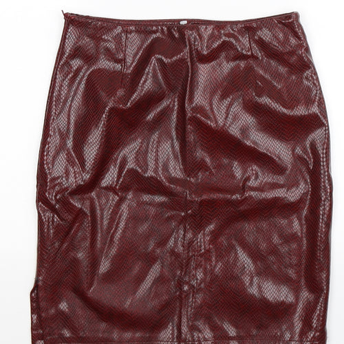 Preworn Womens Brown Animal Print  Straight & Pencil Skirt Size 28 in  - Faux Leather