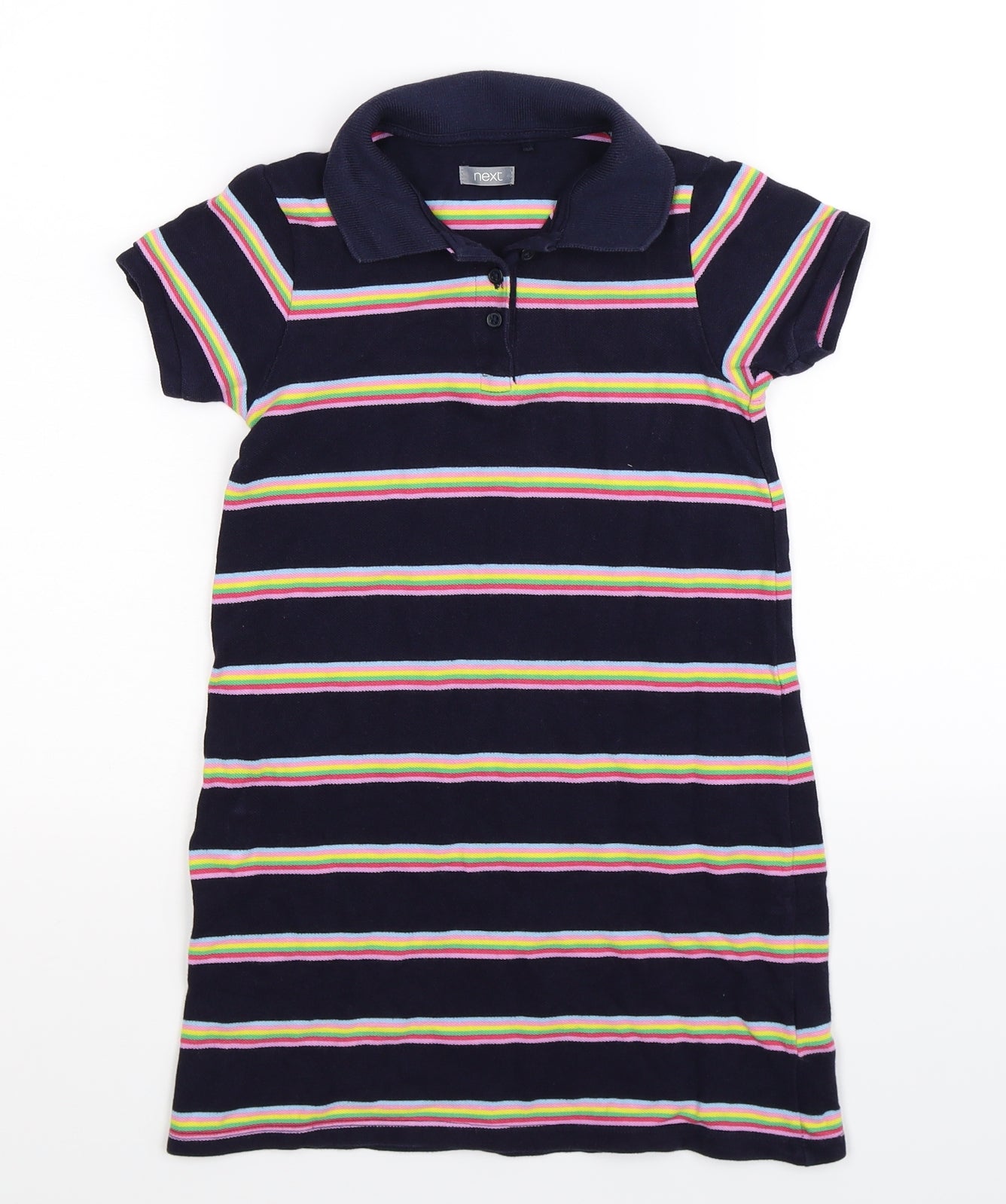 NEXT Girls Multicoloured Striped  Shirt Dress  Size 7 Years