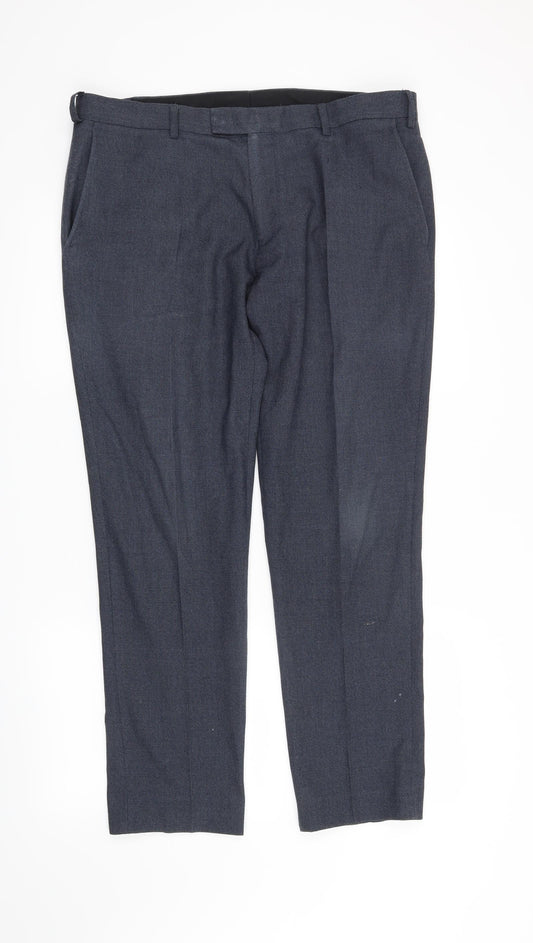 Front view of Preworn men’s blue trousers, 29-inch leg