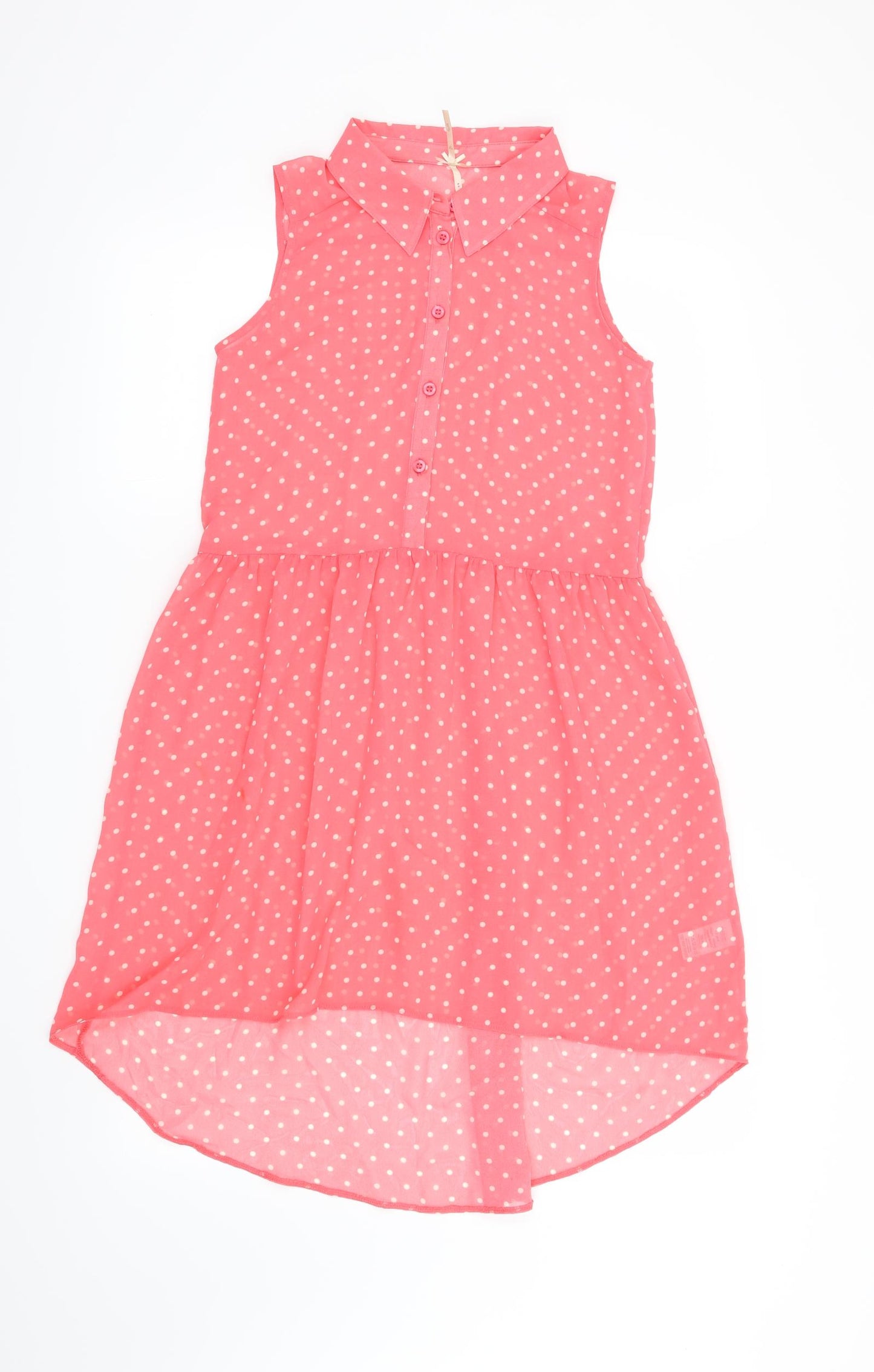 NEXT Girls Pink Polka Dot  Shirt Dress  Size 12 Years