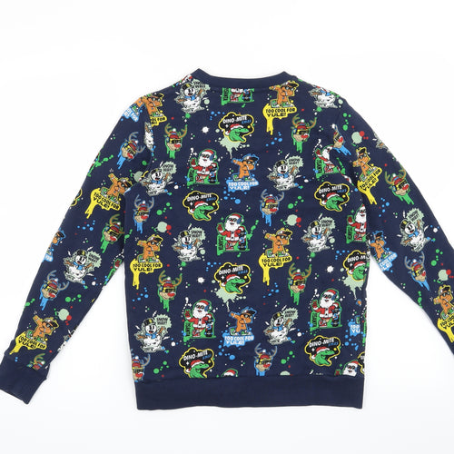 NEXT Boys Blue   Pullover Sweatshirt Size 12 Years  - Christmas Dinosaur