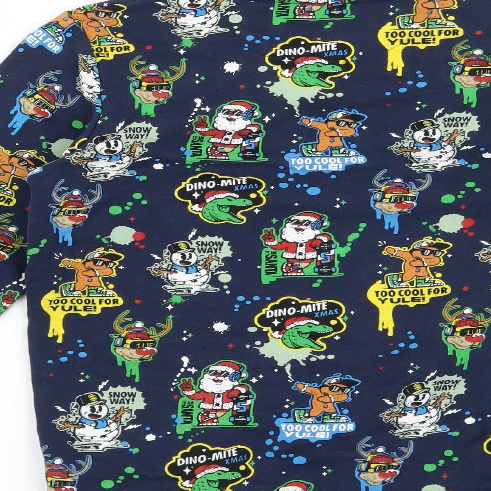 NEXT Boys Blue   Pullover Sweatshirt Size 12 Years  - Christmas Dinosaur