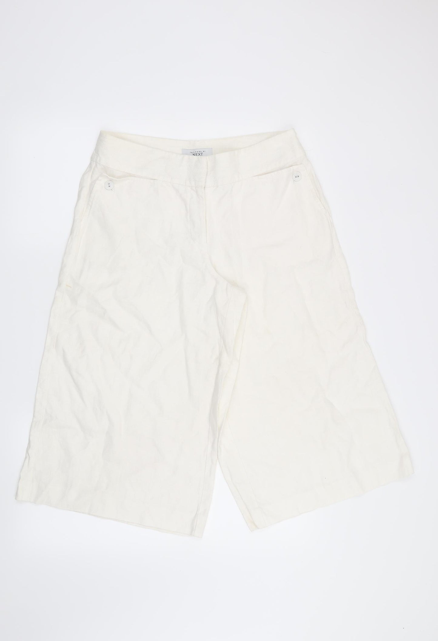 NEXT Womens White   Cropped Trousers Size 12 L20 in