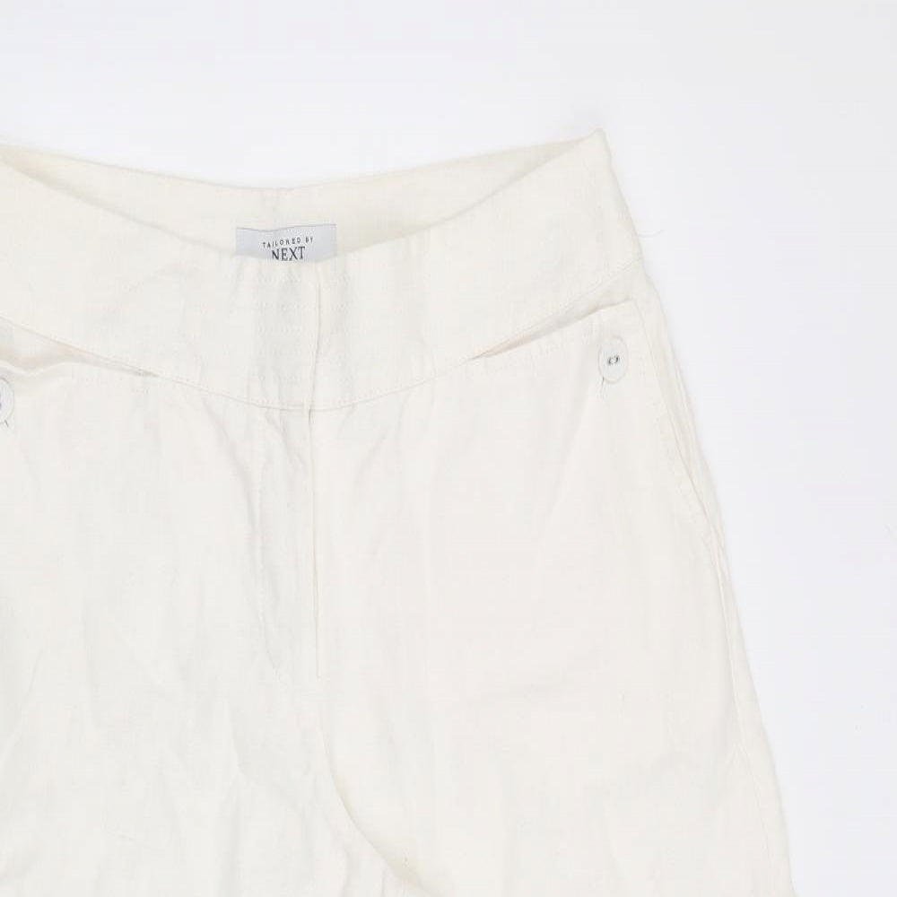 NEXT Womens White   Cropped Trousers Size 12 L20 in
