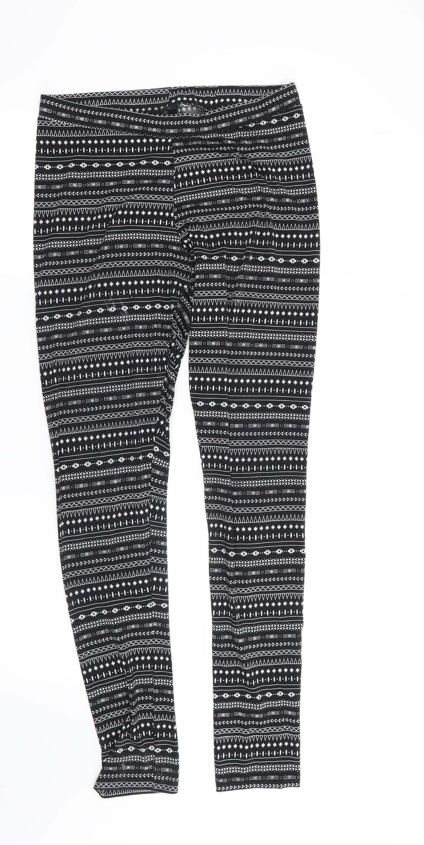 Preworn Womens Black Geometric  Capri Leggings Size M L31 in