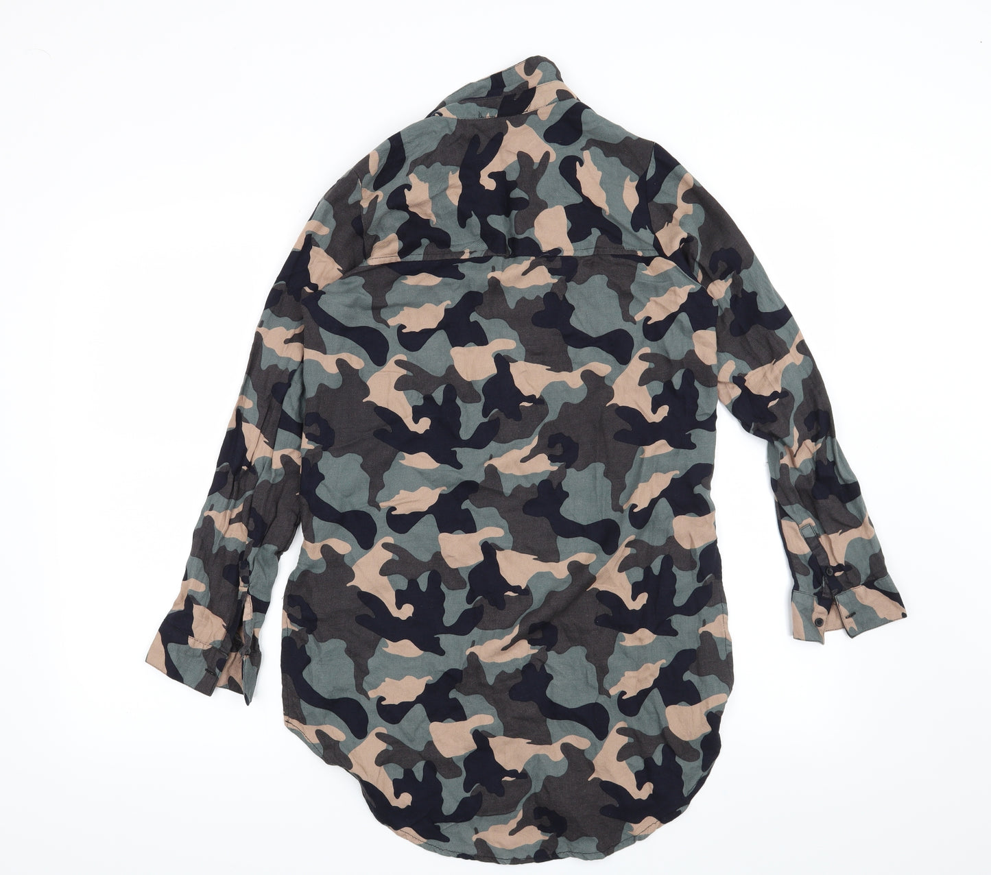 H&M Womens Grey Camouflage  Basic Blouse Size 6