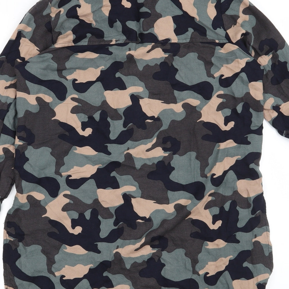 H&M Womens Grey Camouflage  Basic Blouse Size 6