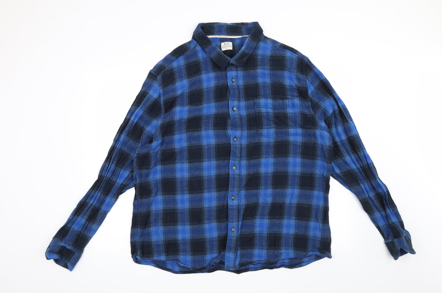 ACW85 Mens Blue Check   Button-Up Size 3XL