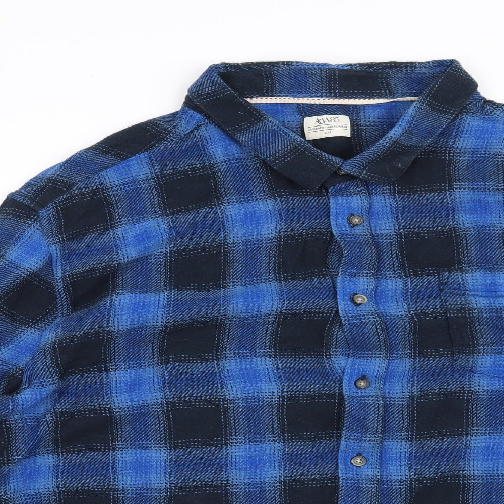 ACW85 Mens Blue Check   Button-Up Size 3XL
