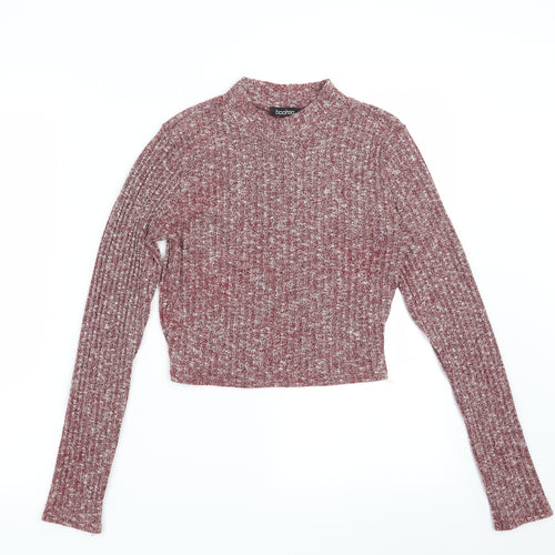 Boohoo Womens Red   Pullover Sweatshirt Size 8