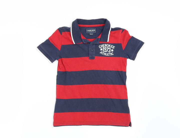 Cherokee Boys Red Striped  Basic Polo Size 7-8 Years