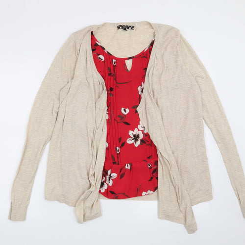 NEXT Womens Beige Floral  Cardigan Jumper Size 14