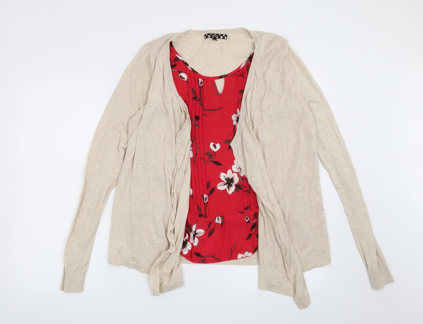 NEXT Womens Beige Floral  Cardigan Jumper Size 14