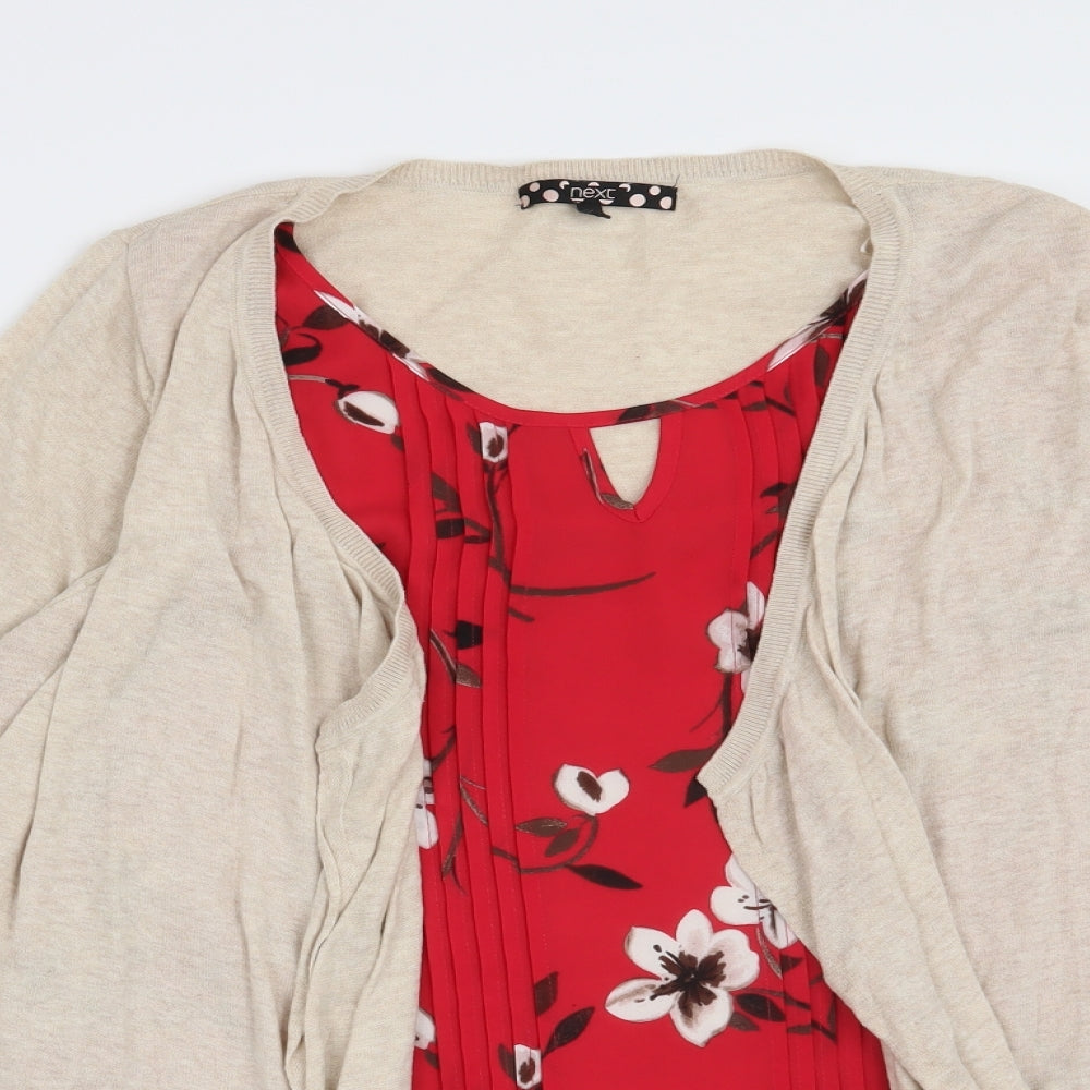 NEXT Womens Beige Floral  Cardigan Jumper Size 14