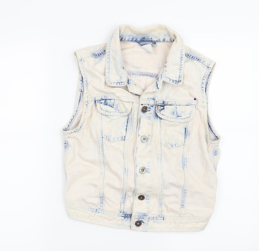 Front view of &Denim women’s blue jacket, size UK 12