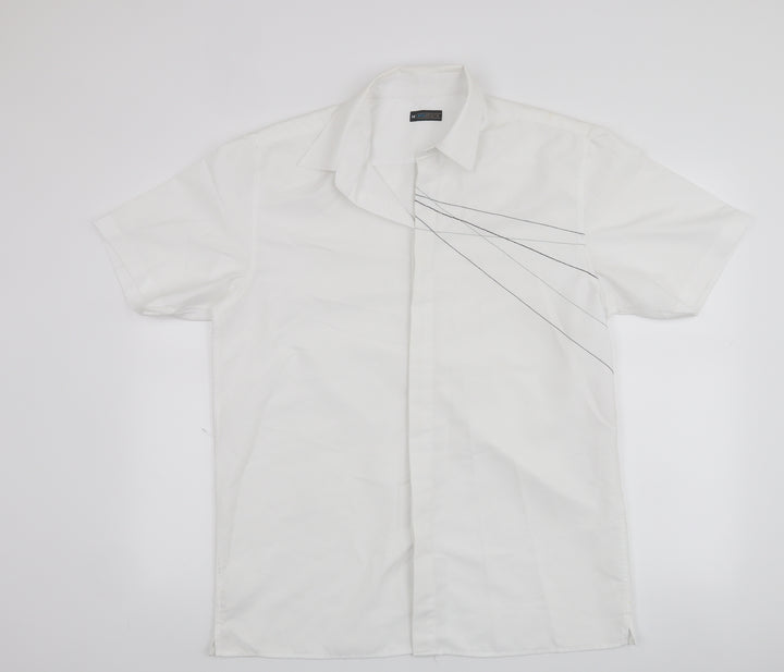 Etcetera Mens White    Button-Up Size M