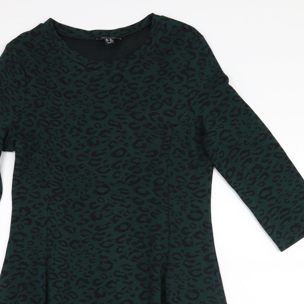New Look Womens Green Animal Print  A-Line  Size 14