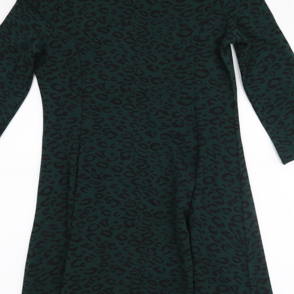 New Look Womens Green Animal Print  A-Line  Size 14