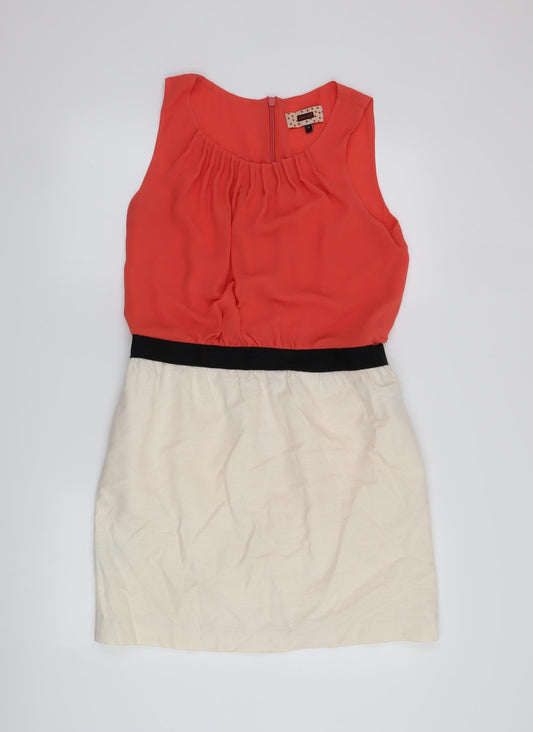 Front view of NEXT women’s orange a-line, size UK 12