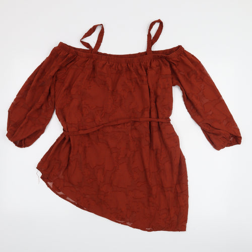Soon Womens Orange   Basic Blouse Size 14