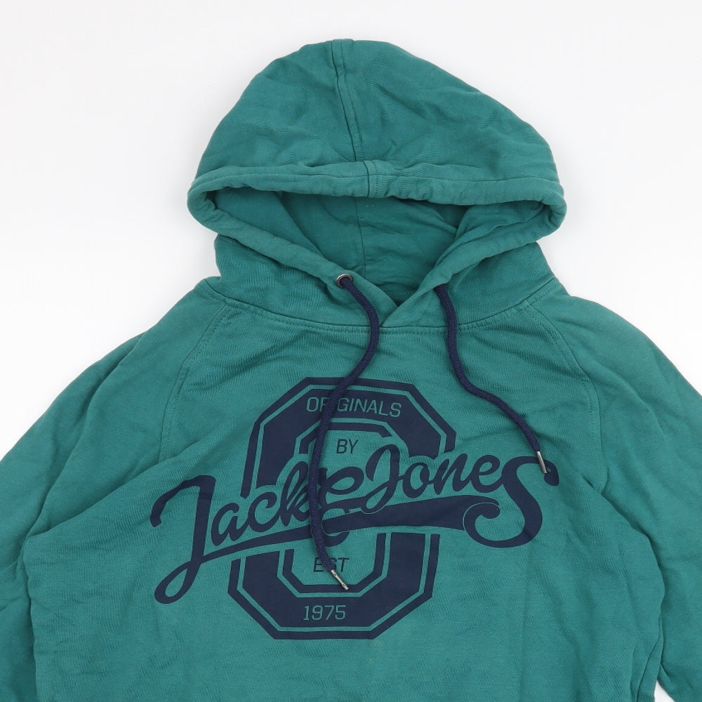 Jack Jones Mens Green   Pullover Hoodie Size M