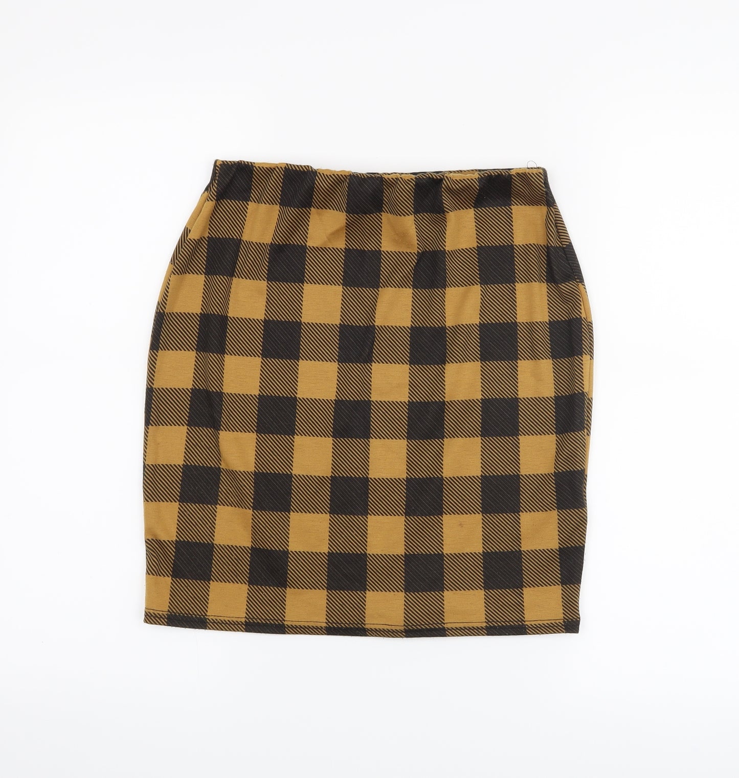 New Look Womens Yellow Check  Straight & Pencil Skirt Size 8