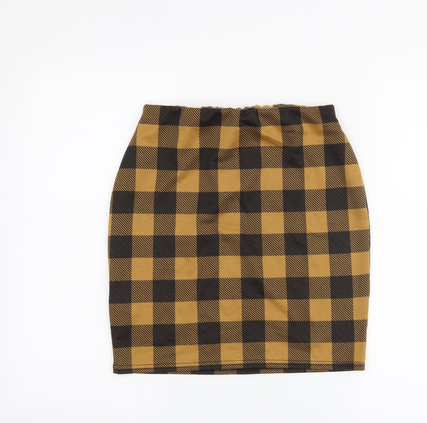 New Look Womens Yellow Check  Straight & Pencil Skirt Size 8