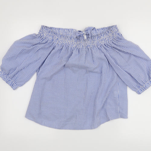 Atmosphere Womens Blue Striped  Basic Blouse Size 6